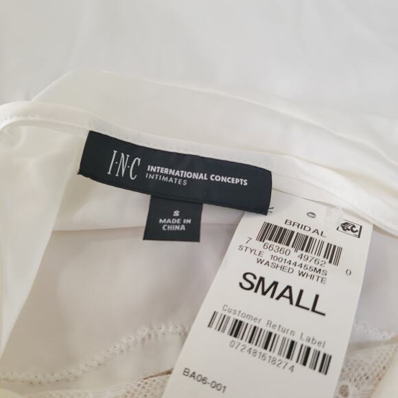 INC International Concepts Lace & Satin Short Nightgown Washed White NWT Small - Picture 10 of 11